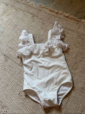 White Lace Ruffle Swimsuit